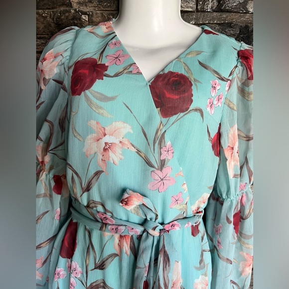 GB Girls Blue and Red Sundress with Bishop Sleeves - Picture 7 of 14